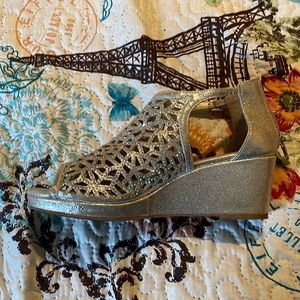 Sparkling silver wedge heels. Picture Original prize is listed above.